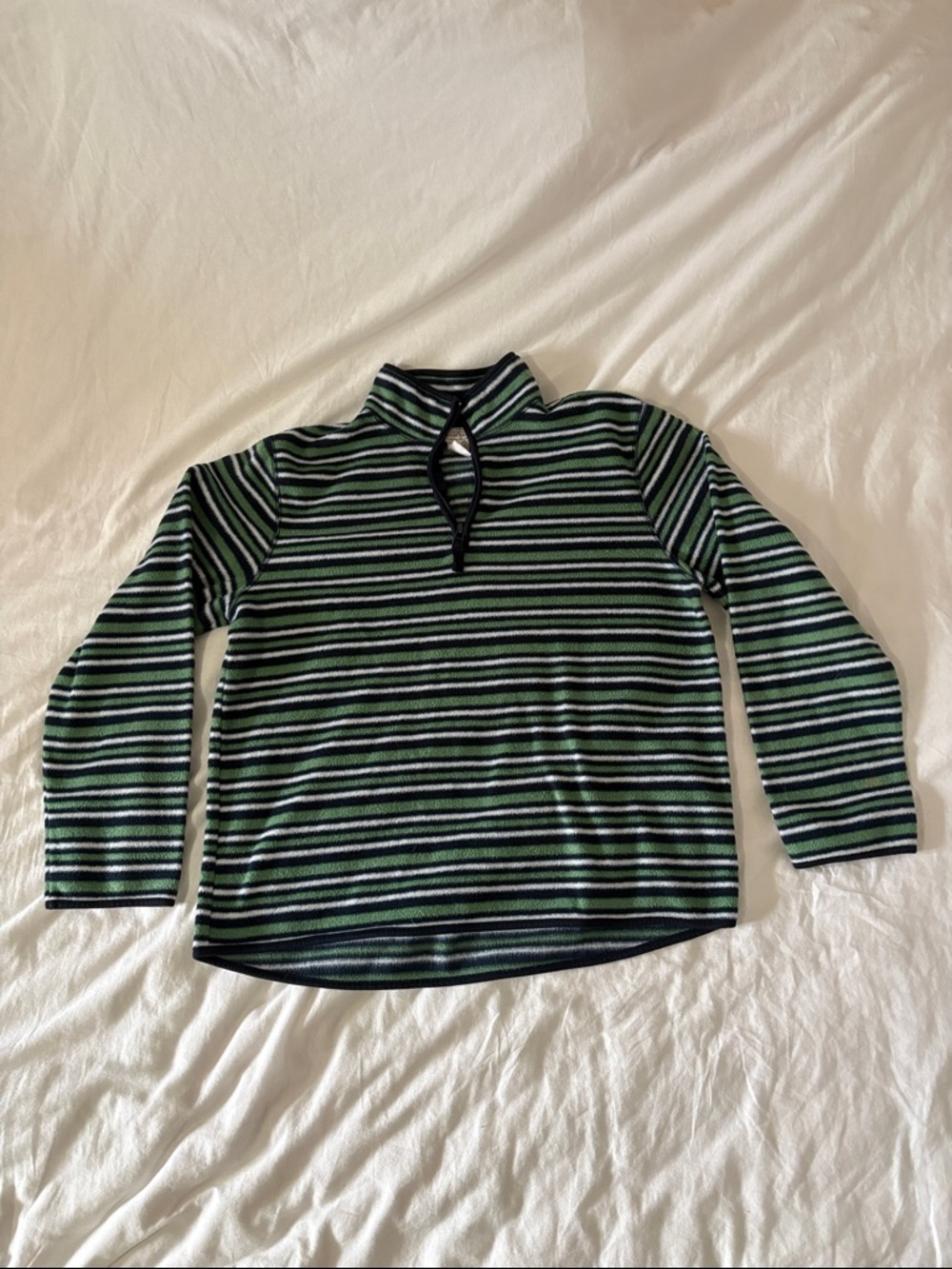 Northern Reflections Green and Black Striped Mock-Neck Top